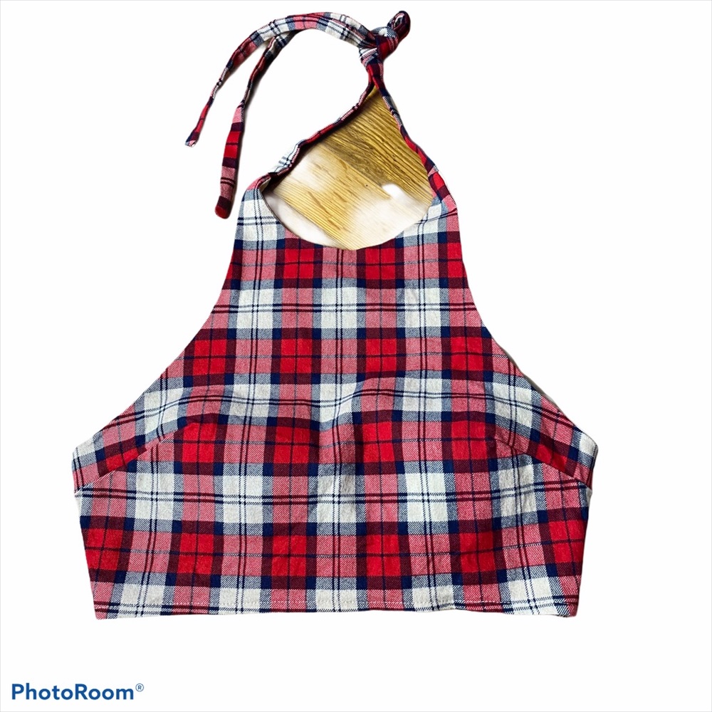 Fashion Nova Plaid Crop tip halter